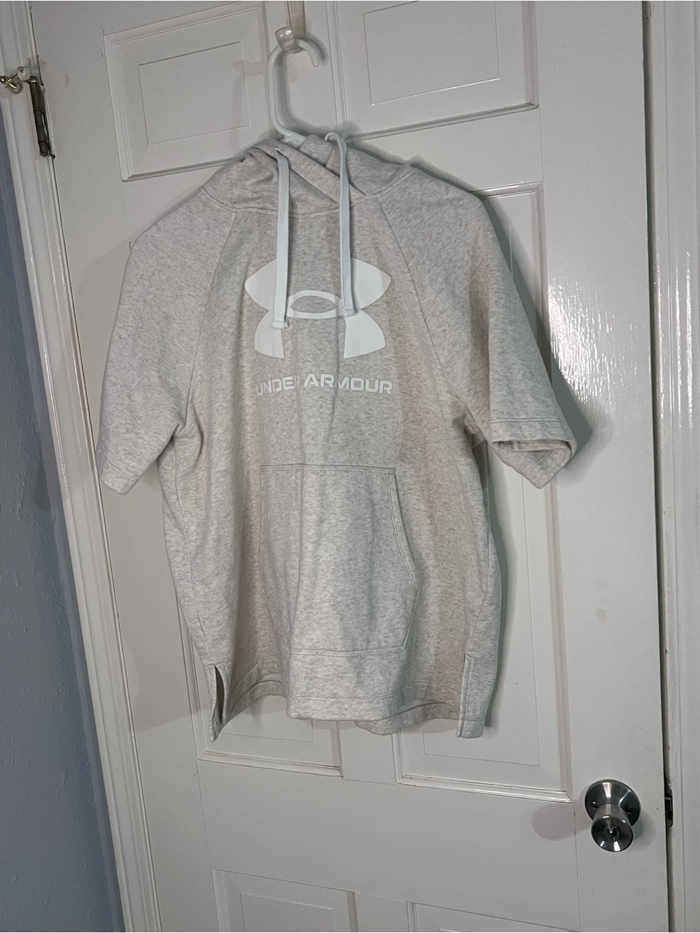 Under Armour Heather Gray Short Sleeve Hoodie with Logo